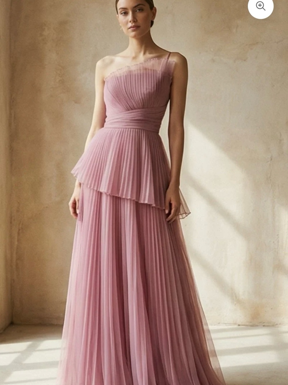 Elegant One-Shoulder Pleated Dusty Rose Evening Dress